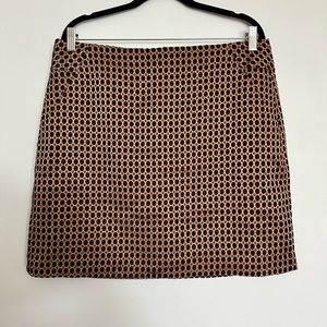 Loft Skirt Womens Bronze Brown Black Polka Dot Straight Pencil